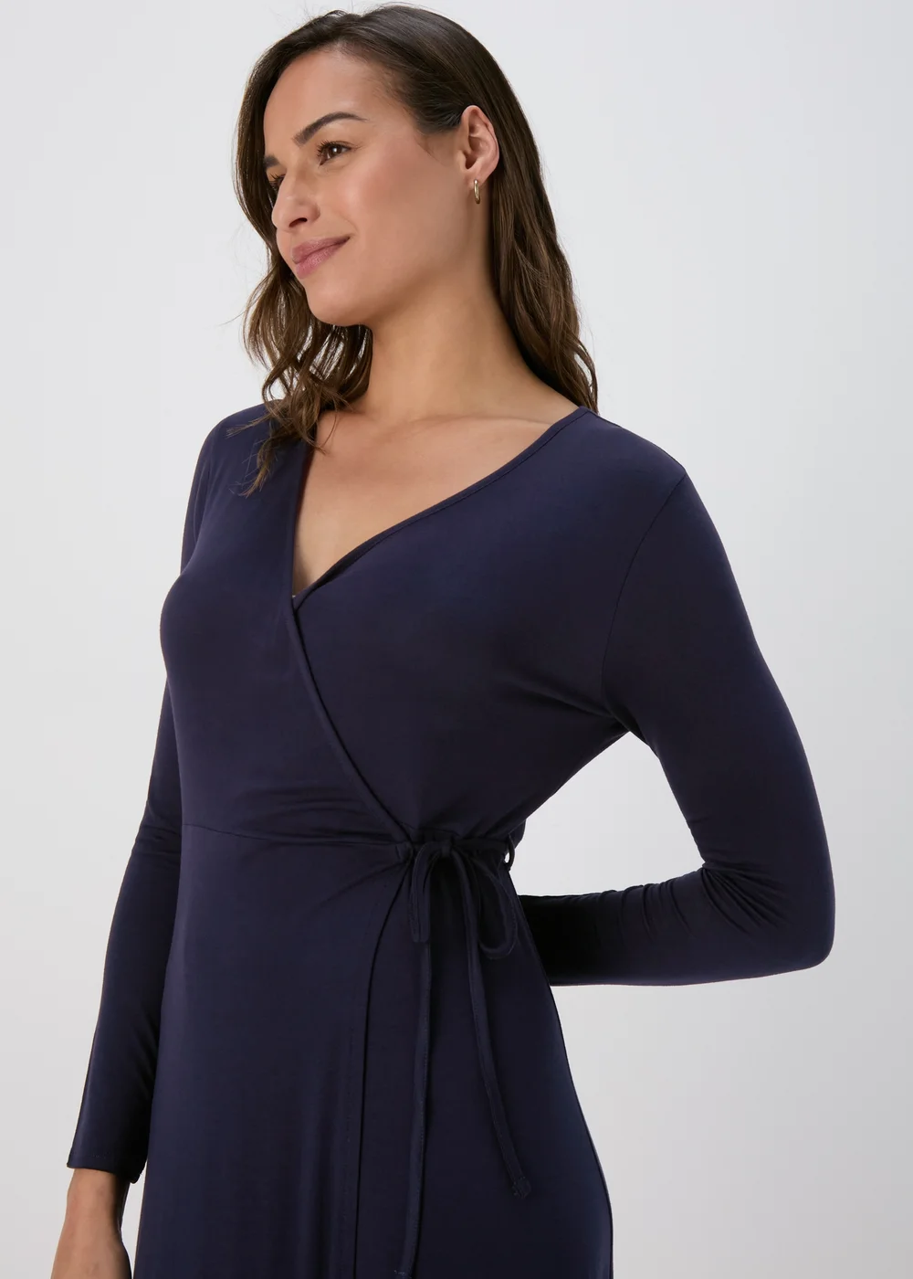 Navy Frill Hem Wrap Dress - 8 Image 3