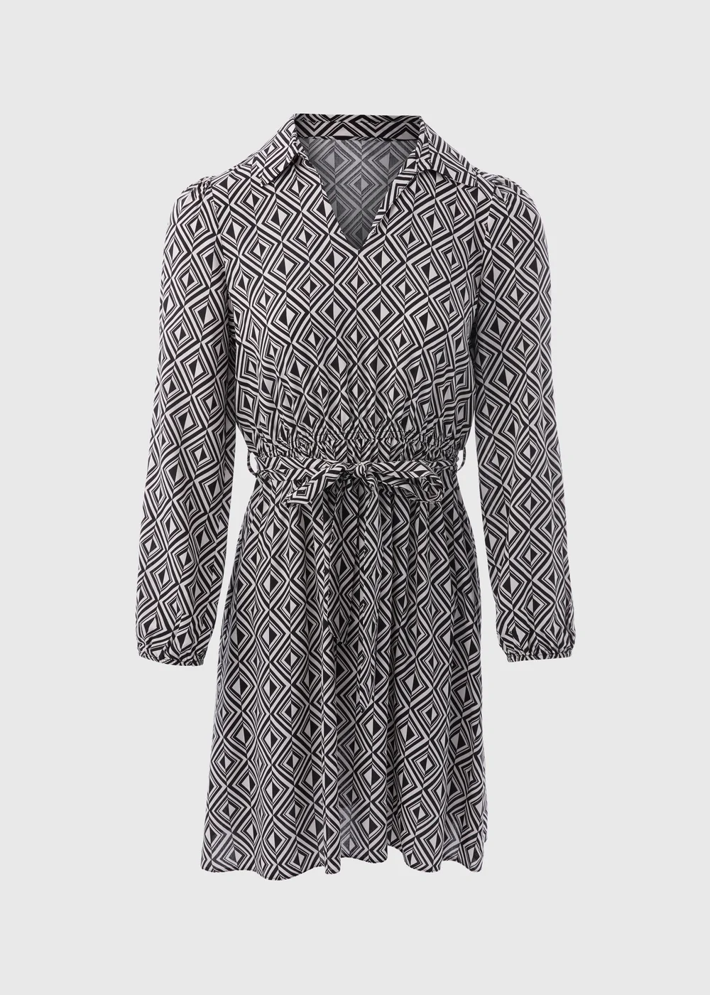 Black Geo Design Mini Shirt Dress - 8 Image 5