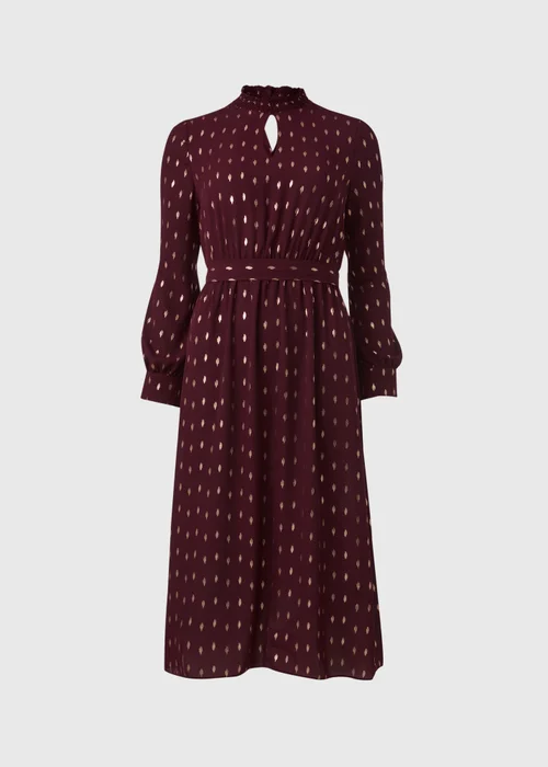 Burgundy Chiffon Belted Midi Dress - 8 Image 5