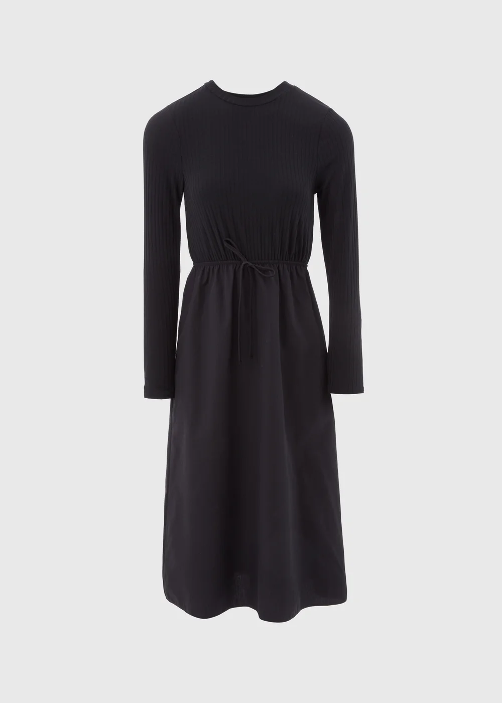 Black Jersey Woven Midi Dress - 8 Image 5