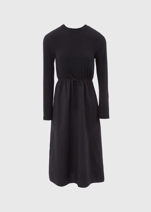 Black Jersey Woven Midi Dress - 8 Image 5