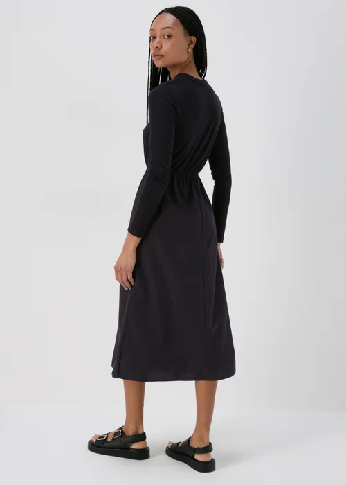 Black Jersey Woven Midi Dress - 8 Image 2