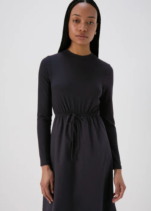 Black Jersey Woven Midi Dress - 8 Image 3