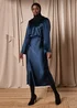 Navy Satin Belted Midi Dress - 8 Image 4