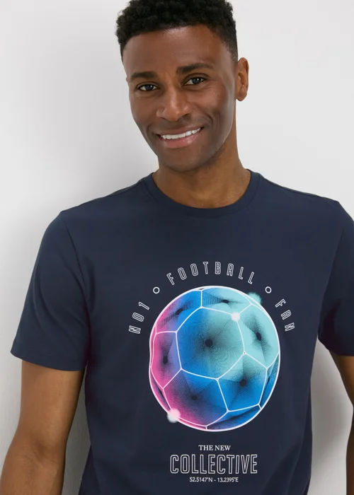 Navy Graphic Football T-Shirt - S Image 3