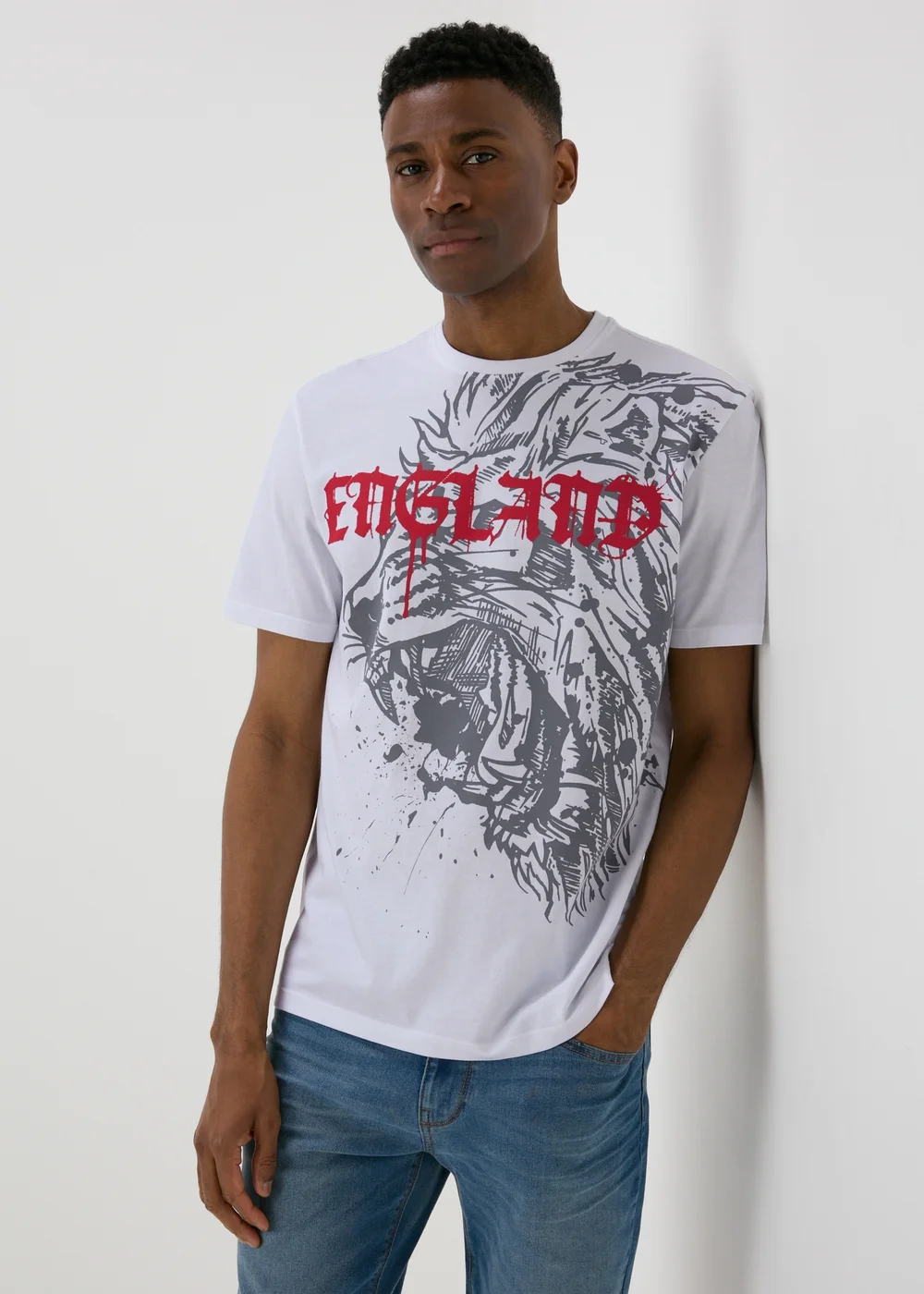 Grey England Print T-Shirt - S Image 1