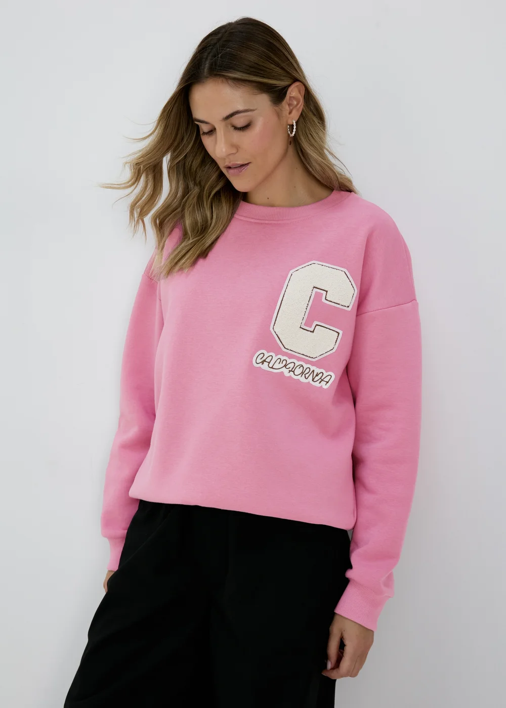 Pink Pocket Detail Sweatshirt - Small Image 1