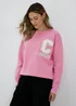 Pink Pocket Detail Sweatshirt - Small Image 1