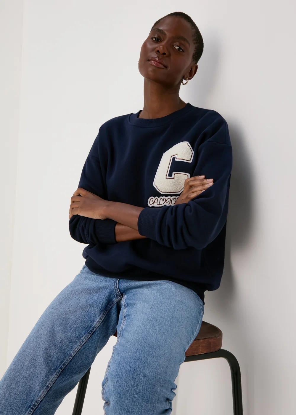 Navy Pocket Detail Sweatshirt - Small Image 1