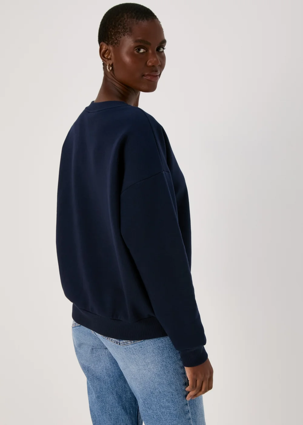 Navy Pocket Detail Sweatshirt - Small Image 2