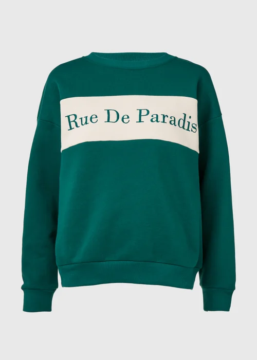 Green Embroidered Slogan Sweatshirt - S Image 5
