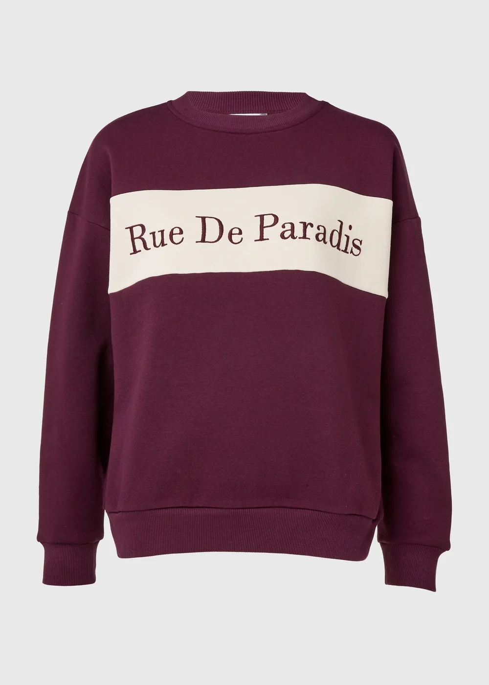 Burgundy Embroidered Slogan Sweatshirt - Small Image 5