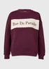 Burgundy Embroidered Slogan Sweatshirt - Small Image 5