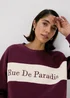 Burgundy Embroidered Slogan Sweatshirt - Small Image 3