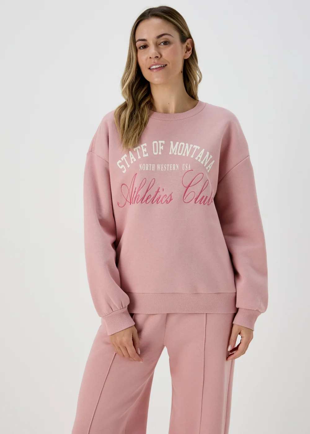 Pink Graphic Embroidered Sweatshirt - Small Image 1