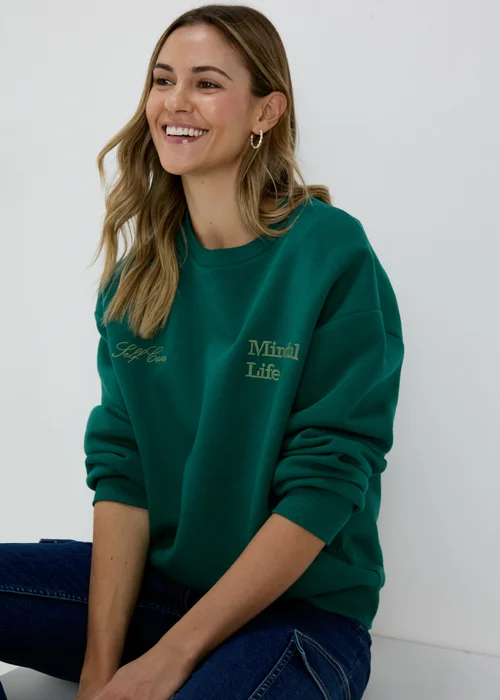 Green Vintage Graphic Sweatshirt - S Image 1