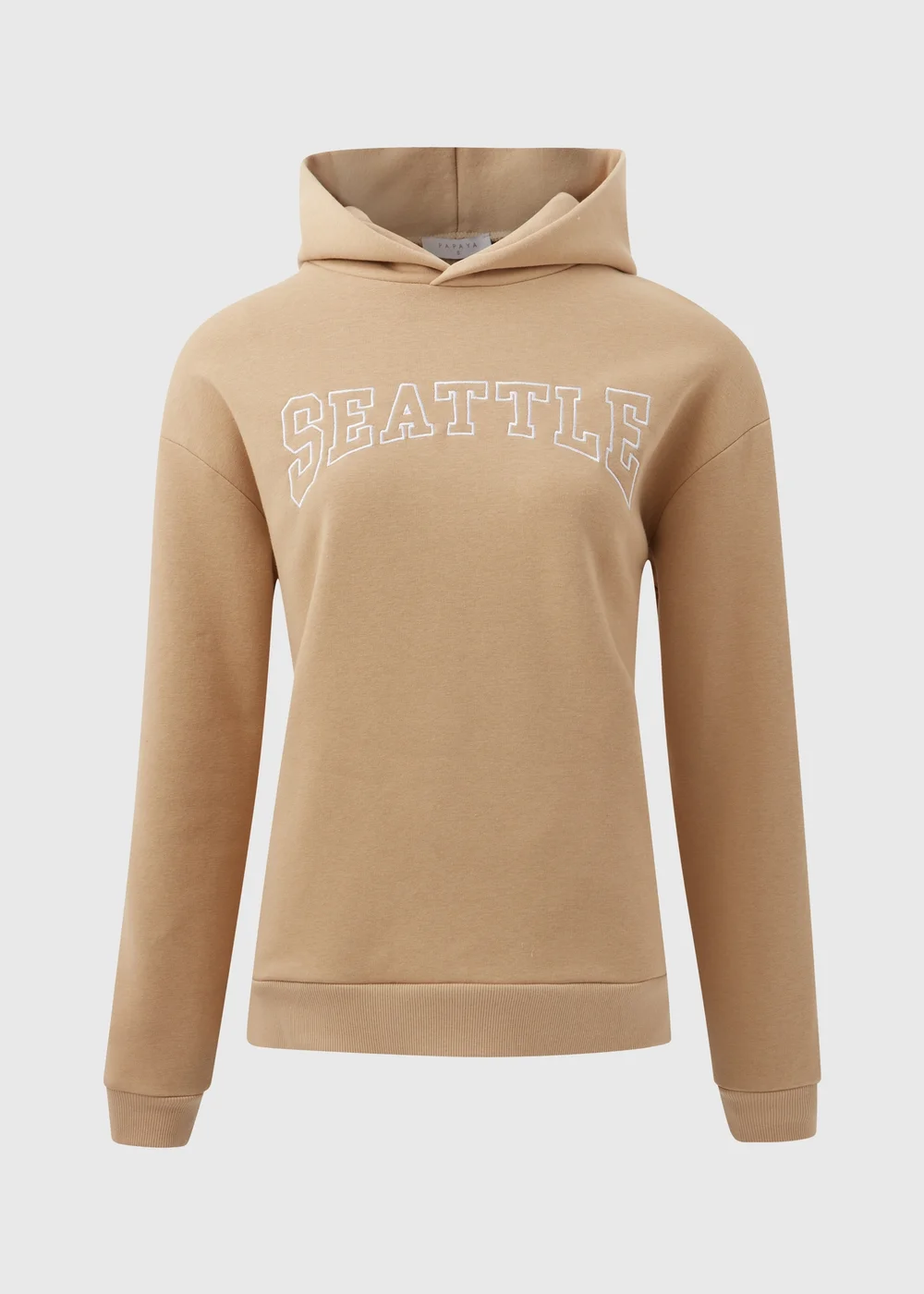 Beige Seattle Slogan Hoodie - Small Image 5