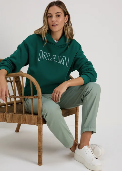 Papaya Green Miami Slogan Hoodie - S Image 4