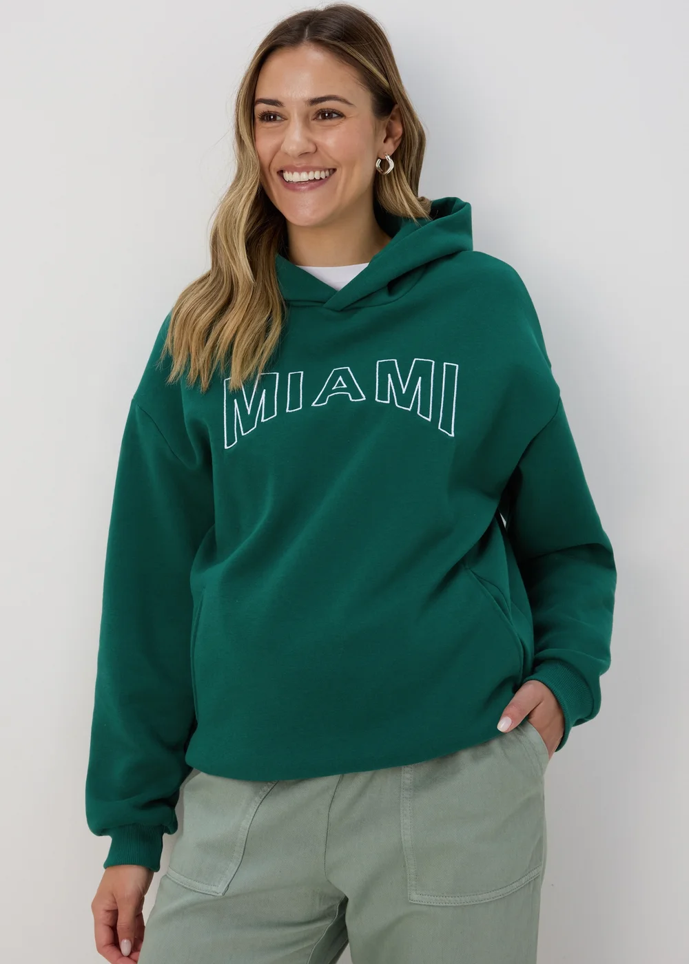 Papaya Green Miami Slogan Hoodie - S Image 3