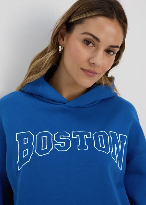 Papaya Blue Boston Slogan Hoodie - Small Image 3