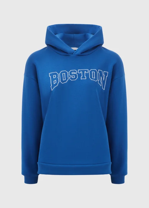 Papaya Blue Boston Slogan Hoodie - Small Image 5