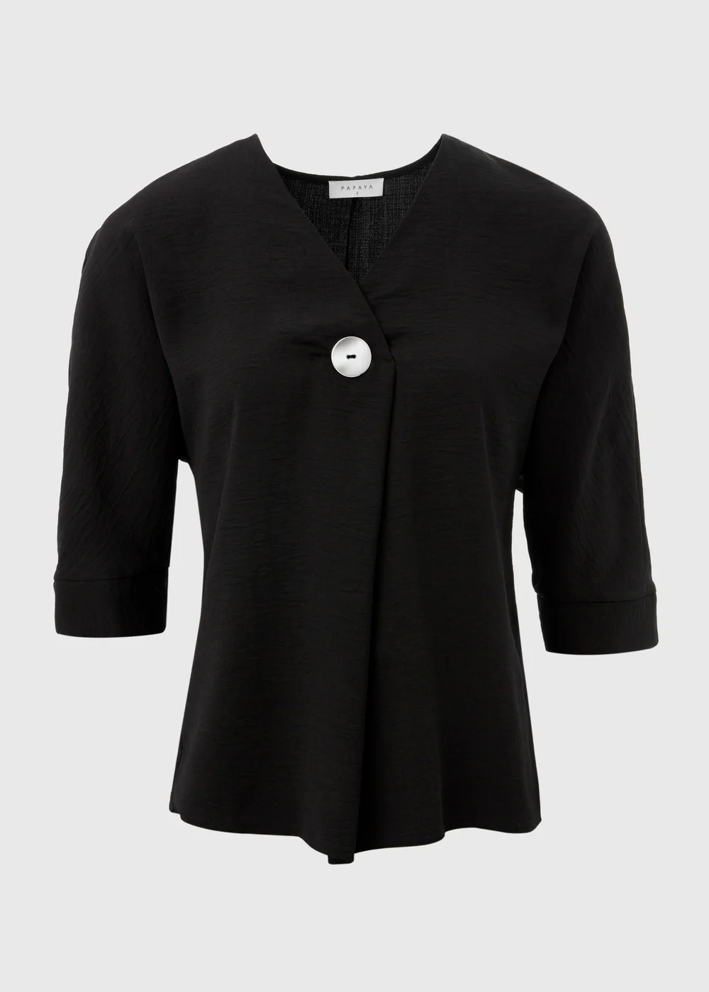 Black Airflow V Neck Longline Blouse Top - 8 Image 5