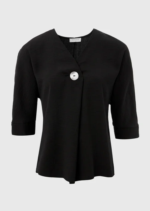 Black Airflow V Neck Longline Blouse Top - 8 Image 5