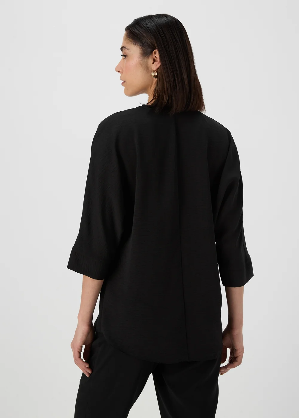 Black Airflow V Neck Longline Blouse Top - 8 Image 2