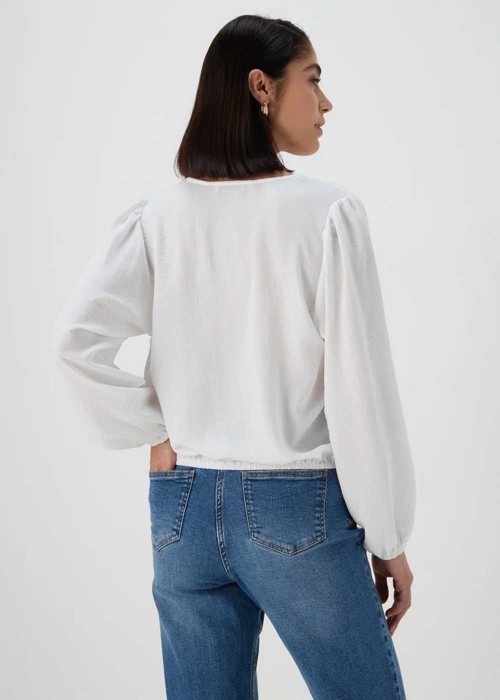 White Button Detail Blouse - Size 8 Image 2