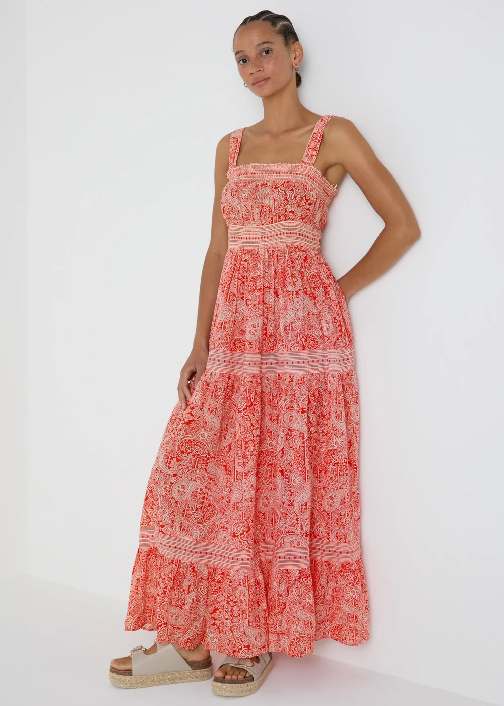 Red Paisley Maxi Cami Dress - 8 Image 3