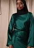 Green Satin Belted Midi Dress - 8 Image 3
