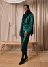 Green Satin Belted Midi Dress - 8 Image 1