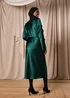 Green Satin Belted Midi Dress - 8 Image 2