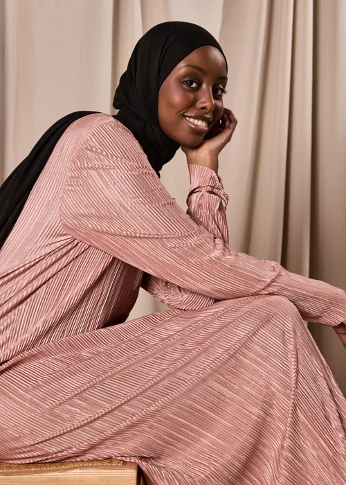 Brown Plisse Column Dress - 8 Image 3