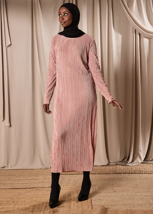 Brown Plisse Column Dress - 8 Image 4
