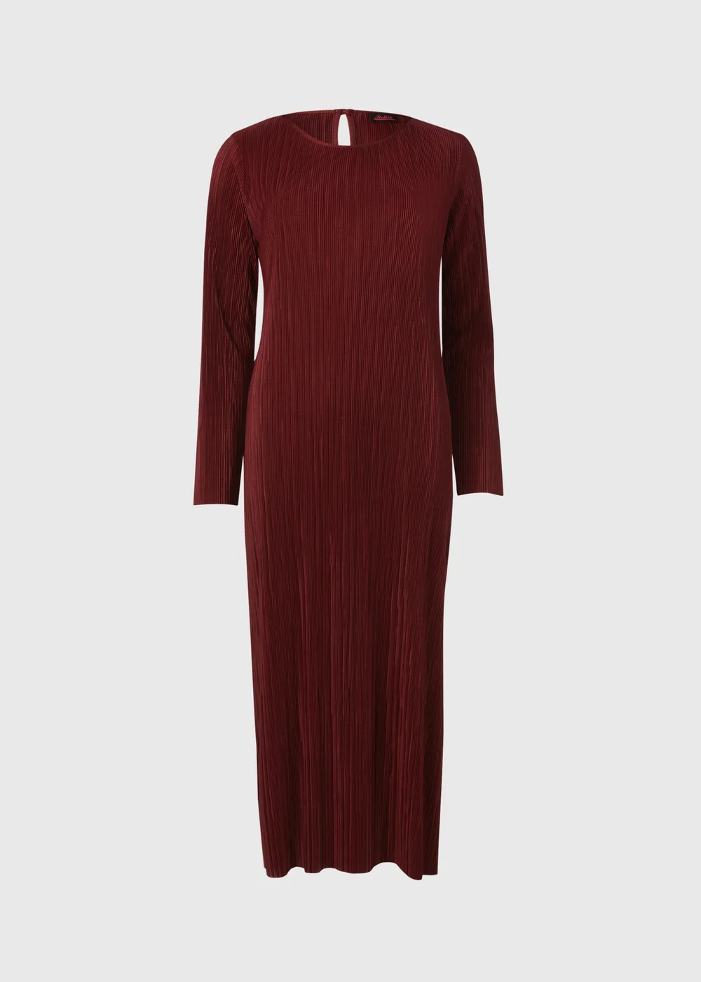 Burgundy Plisse Column Dress - 8 Image 5
