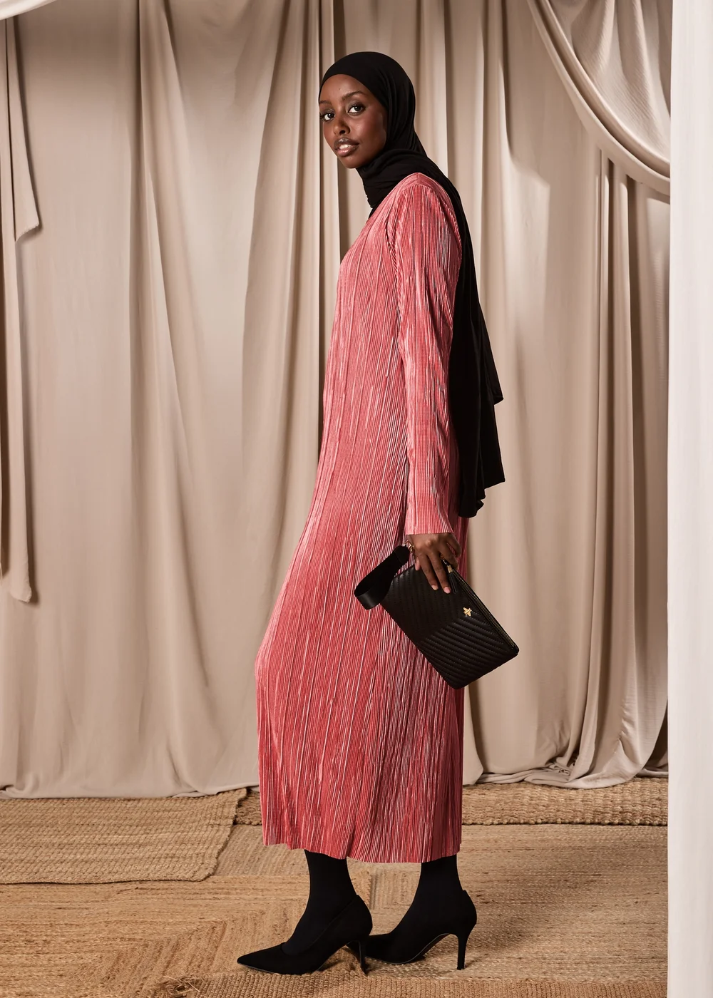 Pink Plisse Column Dress - 8 Image 4