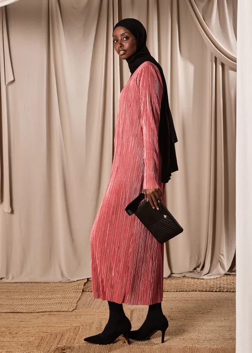 Pink Plisse Column Dress - 8 Image 4