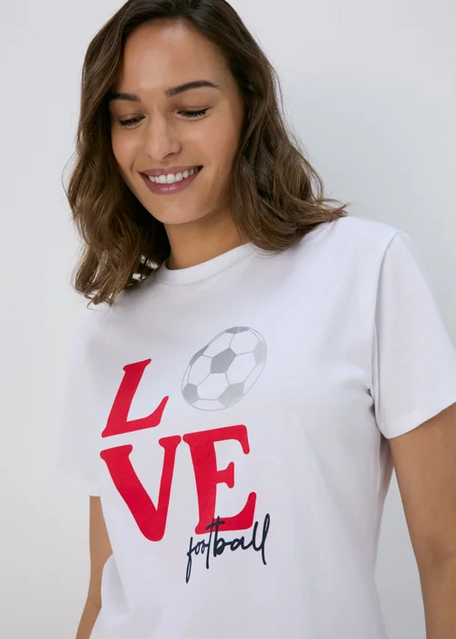 White Love Football T-Shirt - Size 8 Image 3