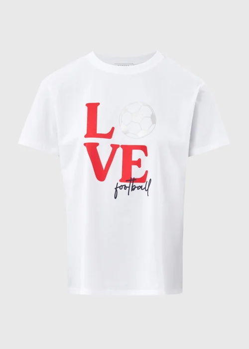 White Love Football T-Shirt - Size 8 Image 5