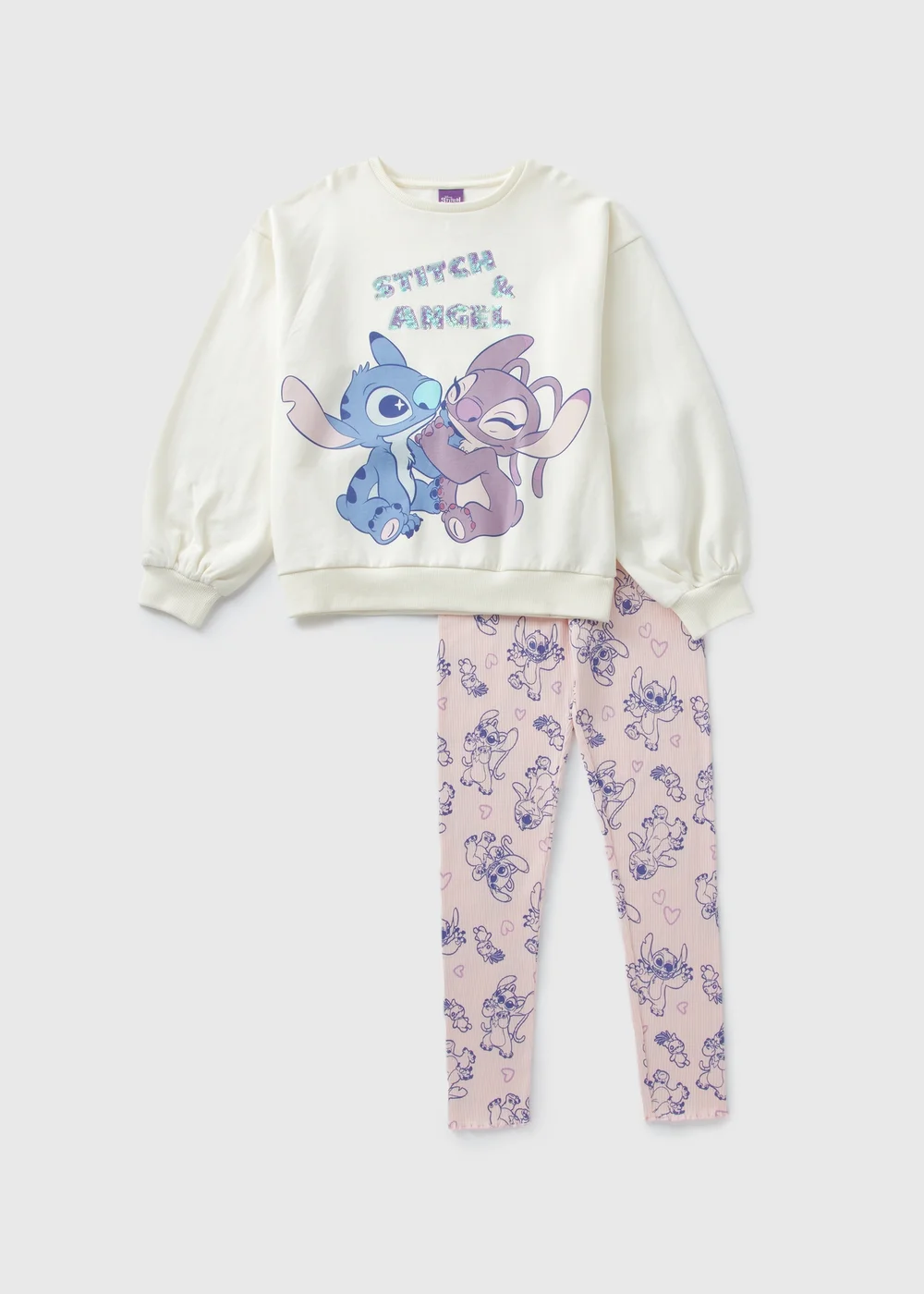 Disney Kids Cream Stitch Top & Leggings Set (4-12yrs) - 3 Yrs Image 1