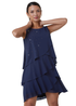 Roman Midnight Blue Embellished Chiffon Frill Swing Dress - 18 Image 1