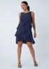 Roman Midnight Blue Embellished Chiffon Frill Swing Dress - 18 Image 2