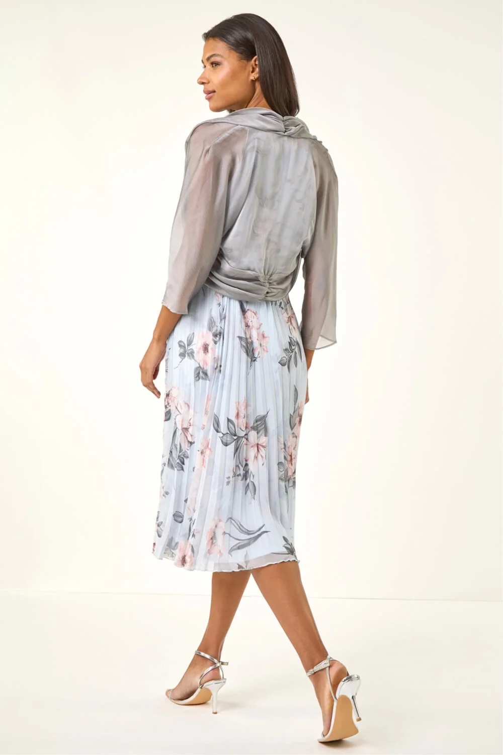 Roman Silver Ruched Hem Chiffon Bolero - 14 Image 3