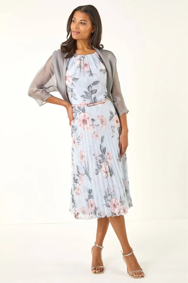 Roman Silver Ruched Hem Chiffon Bolero