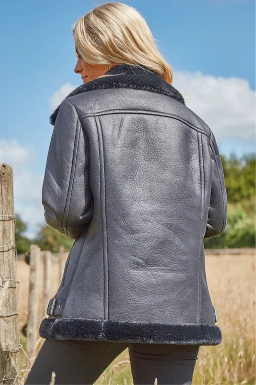 Roman Black Faux Fur Aviator Jacket - 16 Image 2
