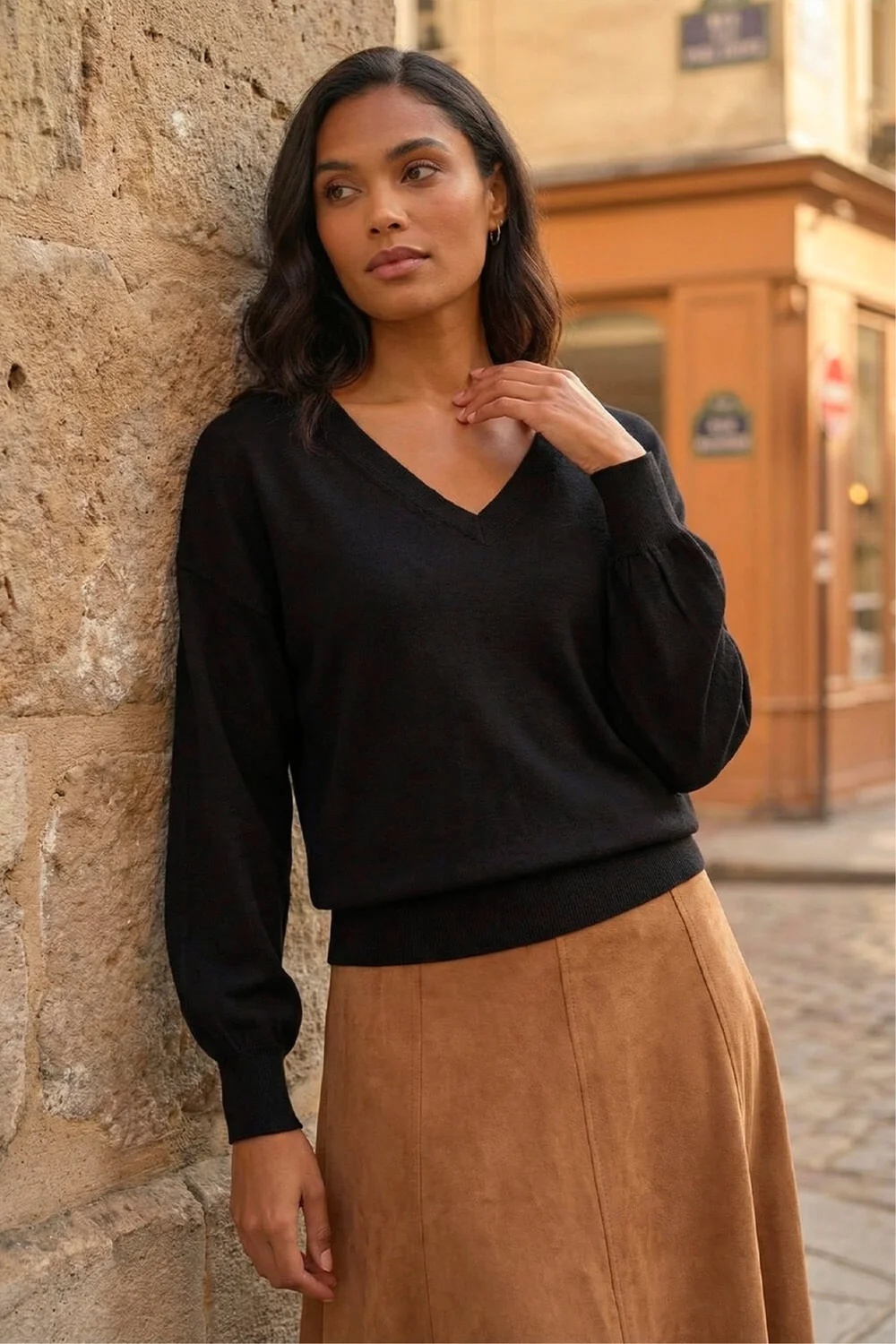 Roman Black V-Neck Stretch Jumper - 14 Image 2