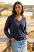 Roman Navy V-Neck Stretch Jumper - 16 Image 2