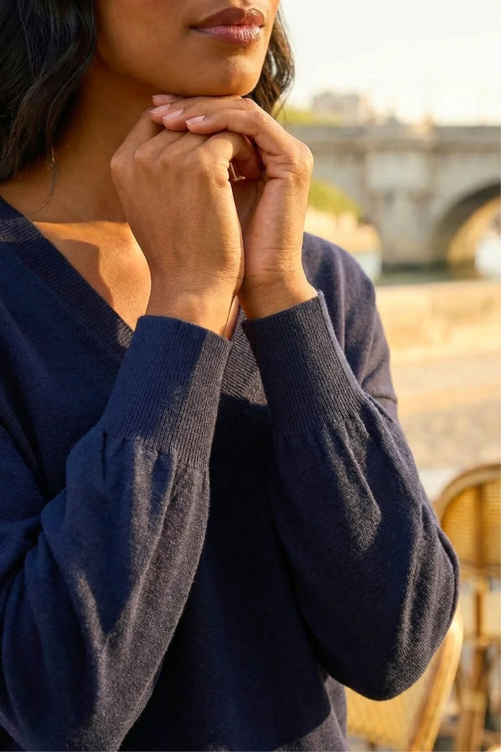 Roman Navy V-Neck Stretch Jumper - 16 Image 4