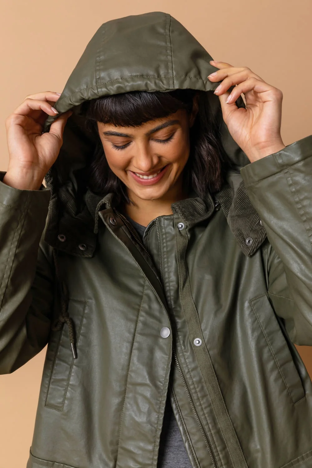Roman Khaki Waxed Longline Hooded Coat - 6 Image 4